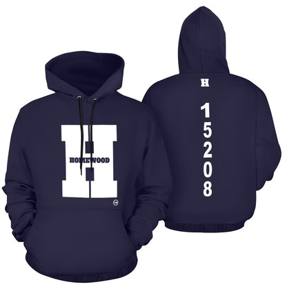 Homewood H Hoodie Dk Blu/Wht Tuffy Tuff All Over Print Hoodie for Men (USA Size) (Model H13)