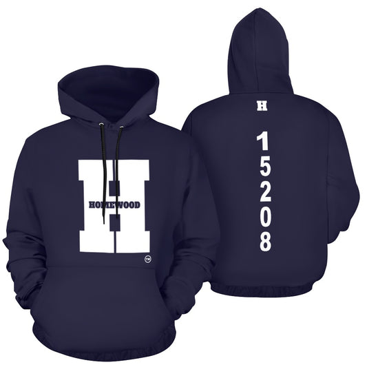 Homewood H Hoodie Dk Blu/Wht Tuffy Tuff All Over Print Hoodie for Men (USA Size) (Model H13)