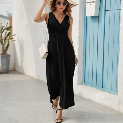 CMR Sleeveless Long V Neck Dress