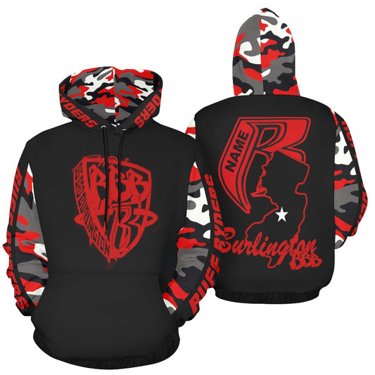 BBB Big Bad Burlington Lightweight Printed Poly Blend Hoodie - State Design Red Camo