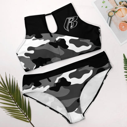 RR Camo Diagonal Two-piece Plus Sized Swimsuit