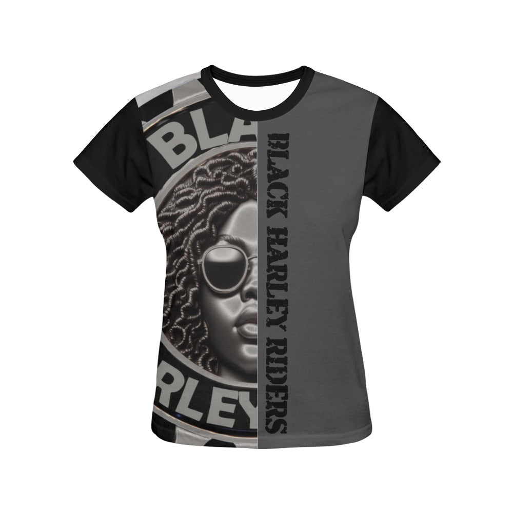 BHR Ladies T-Shirt Half Face Blk Woman - Gry