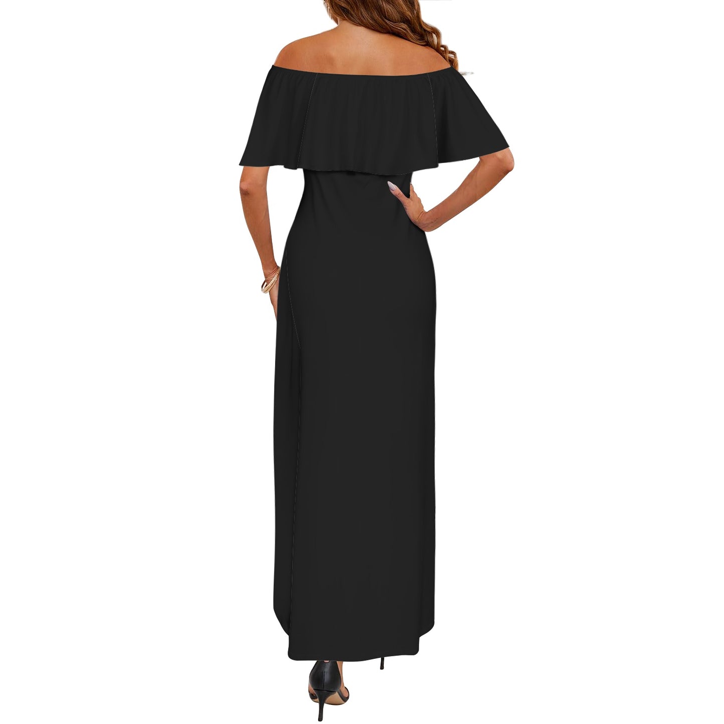 CMR Ruffled Off the Shoulder Long Dress