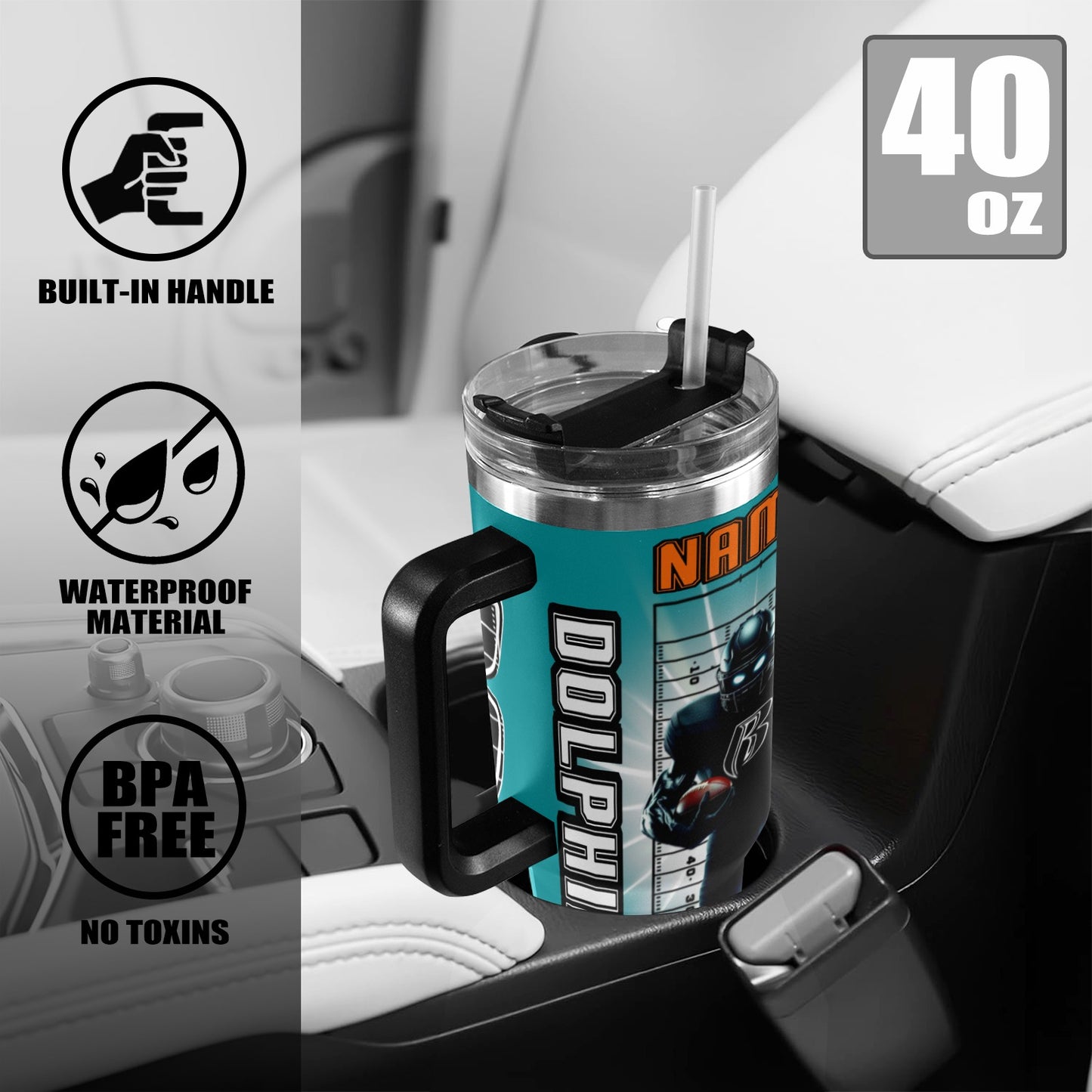 RR DOLPHINS 40OZ STAINLESS STEEL TUMBLER 2025