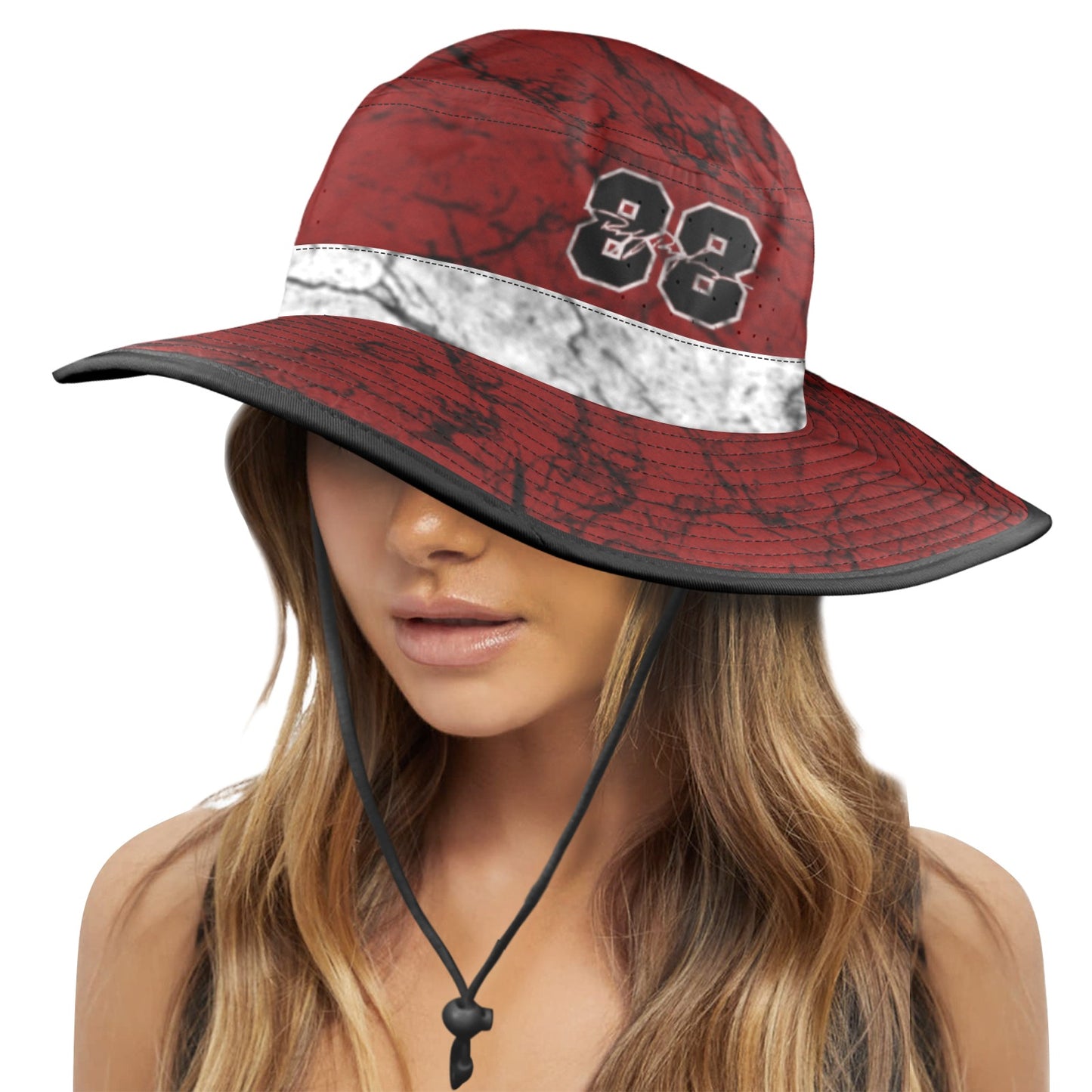 RR Stonewashed Wide Brim Bucket Hat Red