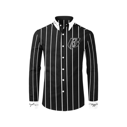 RR Long Sleeve Dress Shirt Blk/Wht Pinstripe