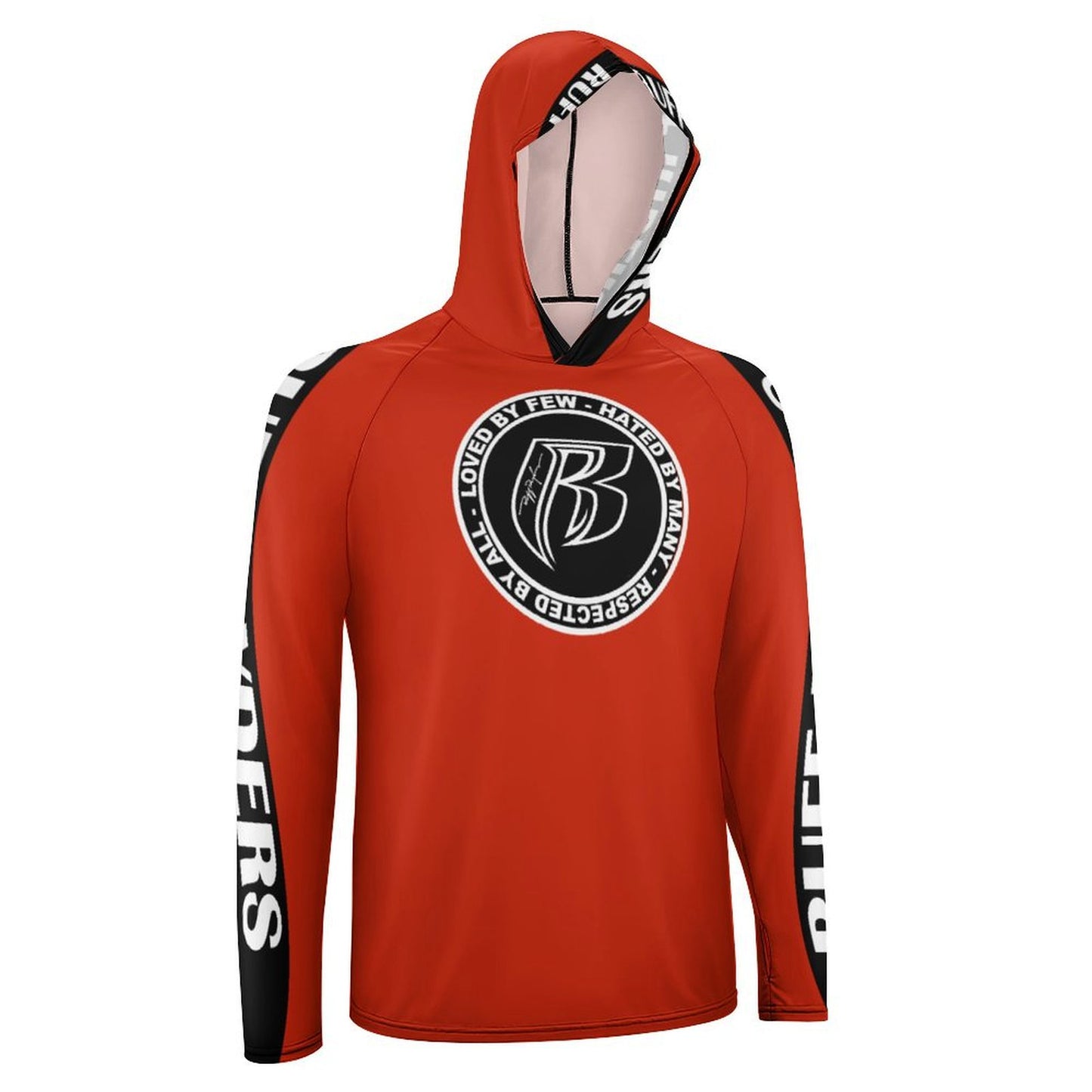 RR Long Sleeve Sun Protection Hoodie Red - Add your name.
