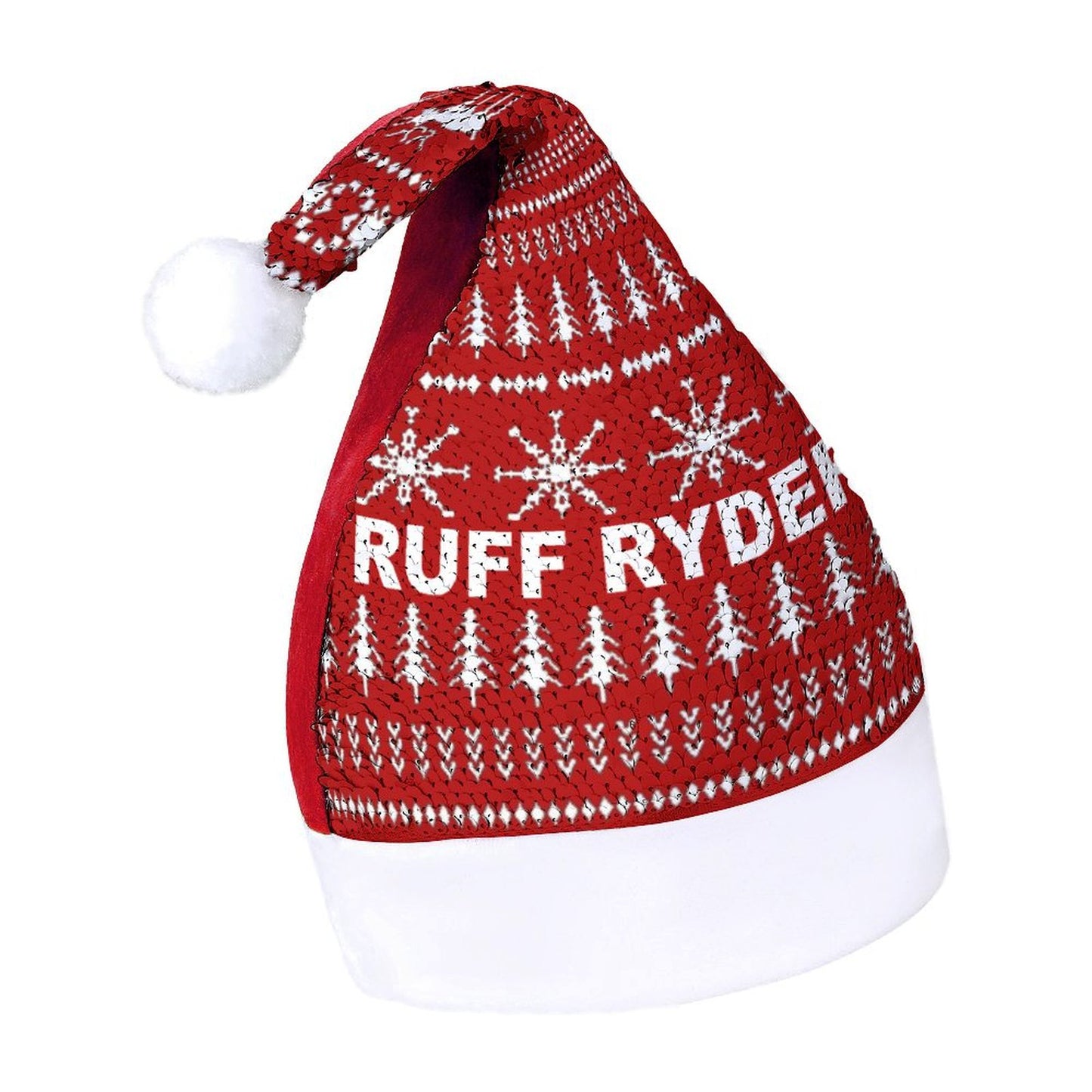 RR Christmas Color Changing Sequin Hat - Red/Wht Snowflake