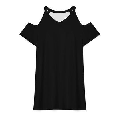 CMR Cold Shoulder Short Sleeve V Neck Dress