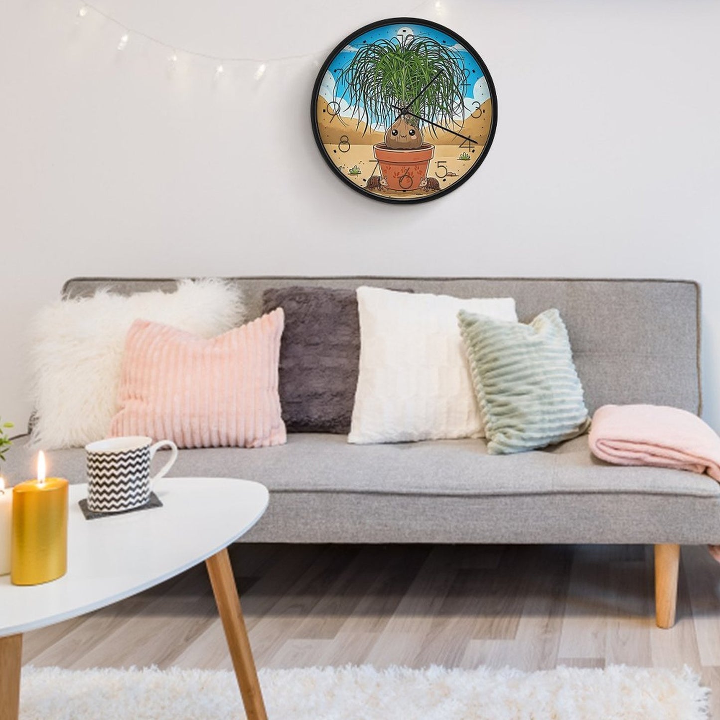 Plant Love 10x10 Wall Clock - Ponytail Palm