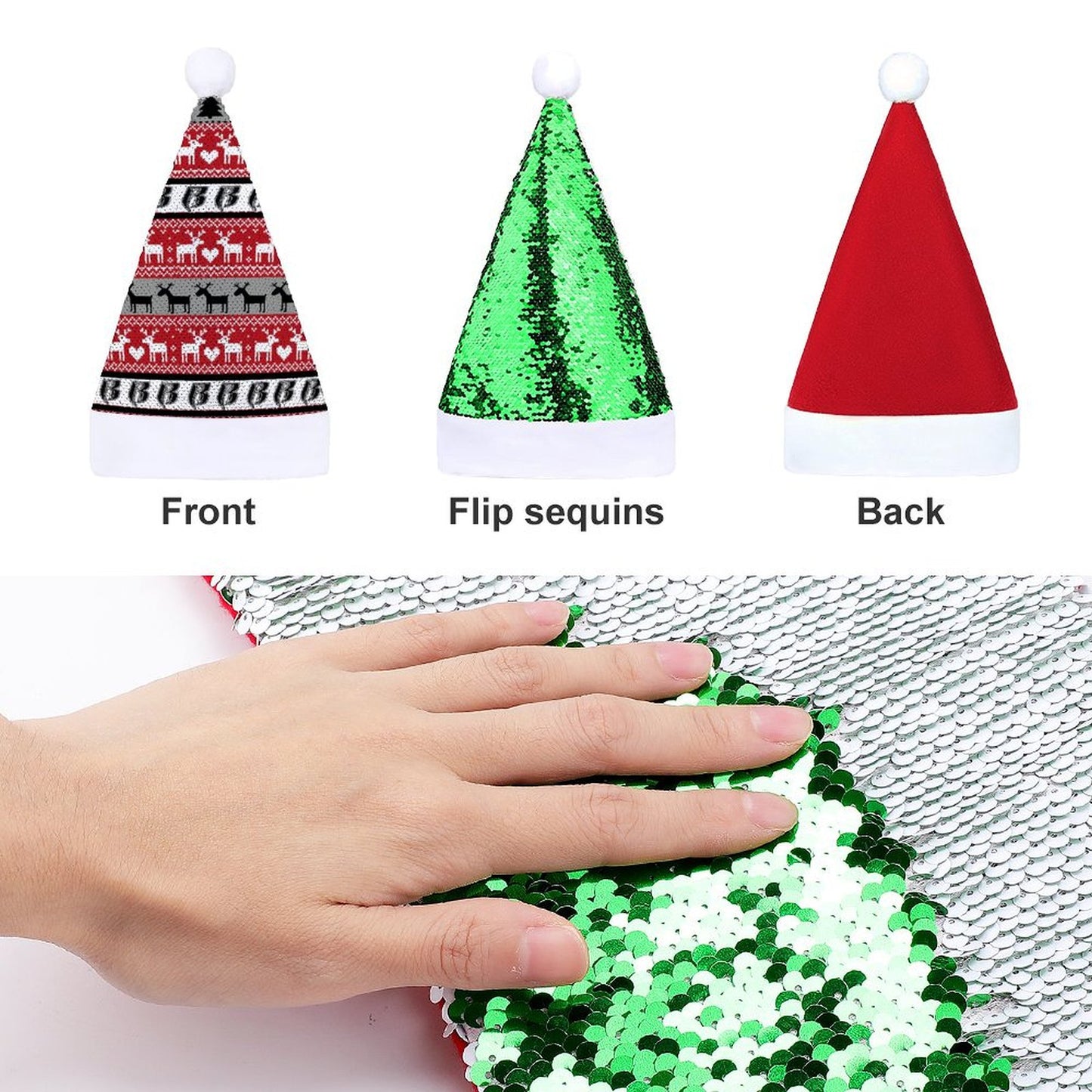 RR Christmas Color Changing Sequin Hat - Blk/Red/Gry