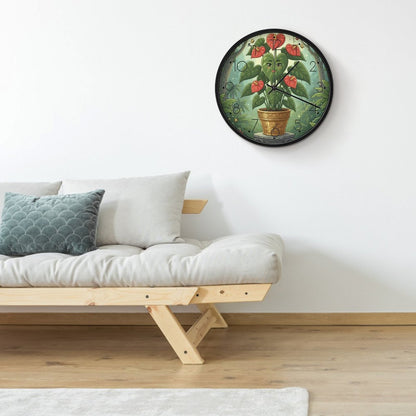 Plant Love 10x10 Wall Clock - Red Anthurium