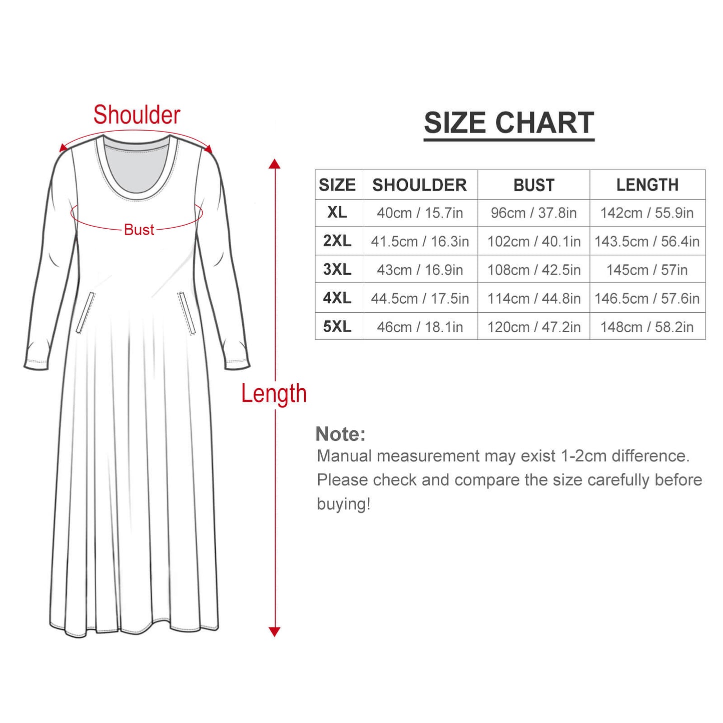 CMR Plus Size Loose-Fit Long Sleeve Dress