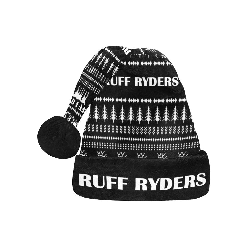 RR Christmas Flannel Santa Hat Blk Print