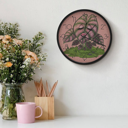 Plant Love 10x10 Wall Clock - Alocasia Pink Cuprea