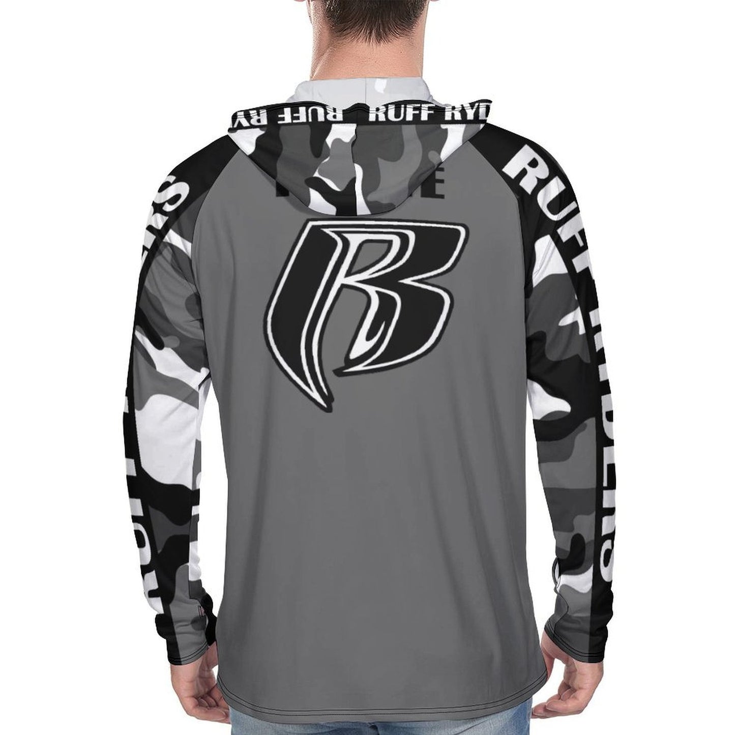 RR Long Sleeve Sun Protection Hoodie Gry/Camo - Add your name.