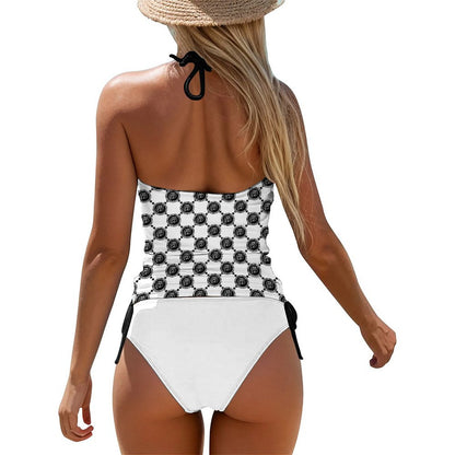 RR Two Piece Halter Swimsuit RR Coin Wht