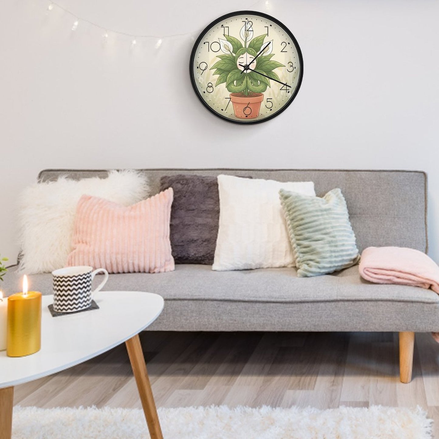 Plant Love 10x10 Wall Clock - Peace Lily