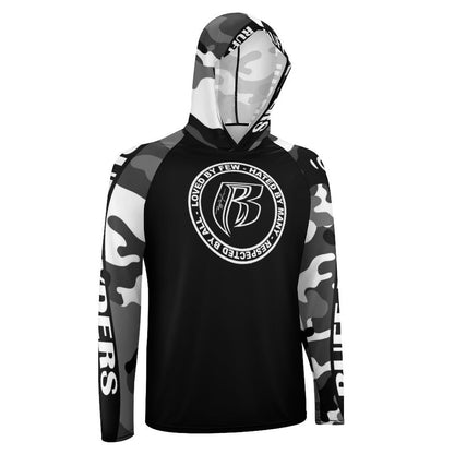 RR Long Sleeve Sun Protection Hoodie Blk/Camo - Add your name.