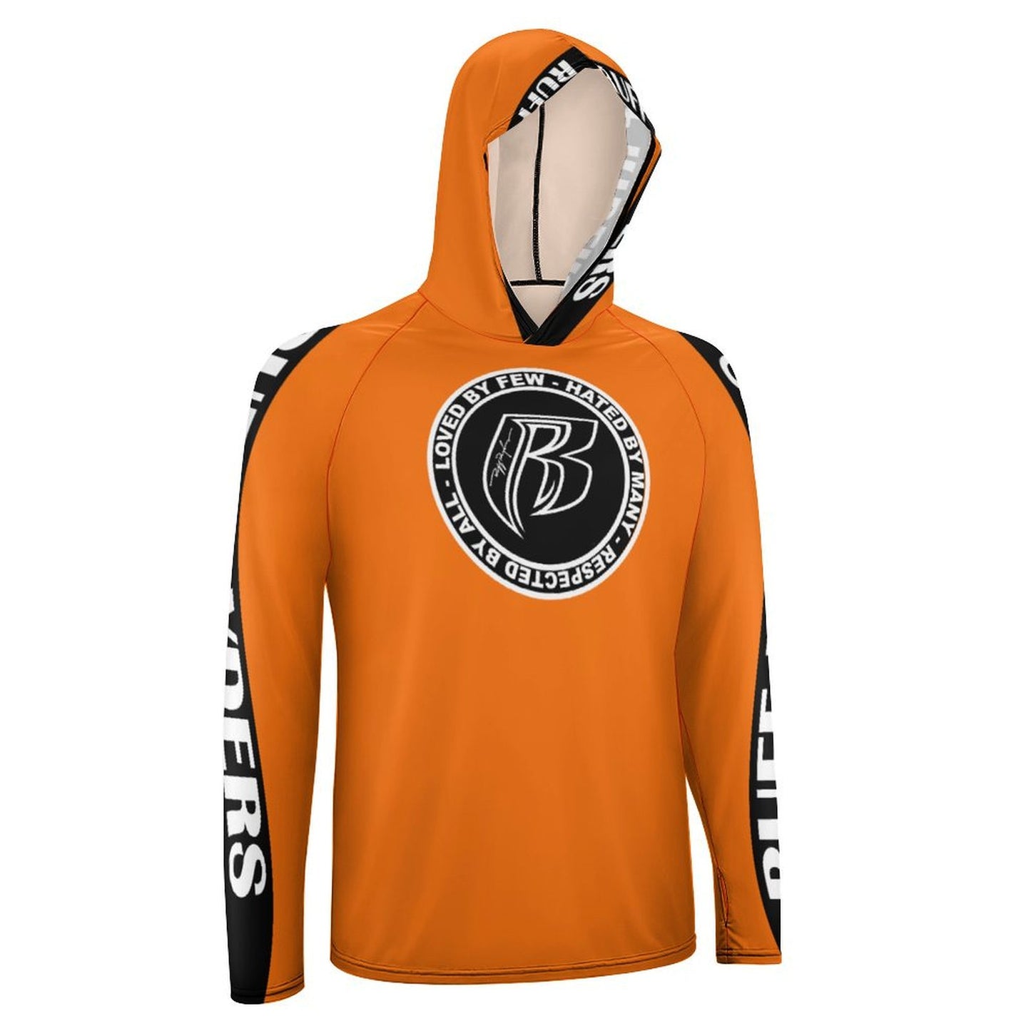 RR Long Sleeve Sun Protection Hoodie Orange - Add your name.