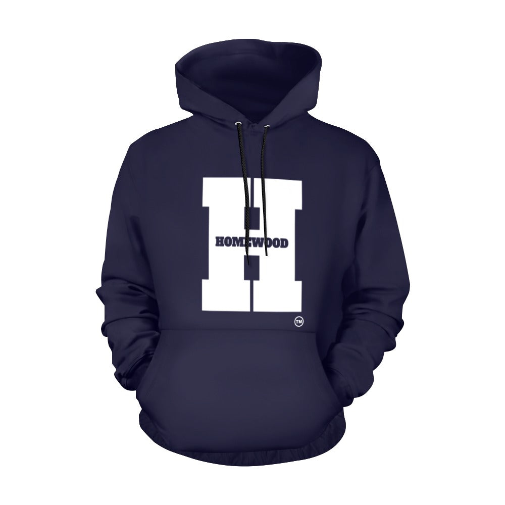 Homewood H Hoodie Dk Blu/Wht Tuffy Tuff All Over Print Hoodie for Men (USA Size) (Model H13)