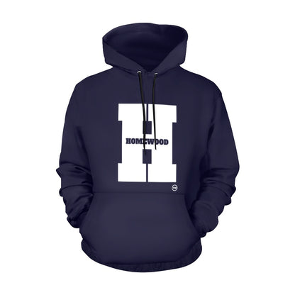Homewood H Hoodie Dk Blu/Wht Tuffy Tuff All Over Print Hoodie for Men (USA Size) (Model H13)