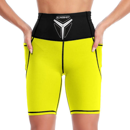 3>2 Womens Knee Length Butt Lifting Spandex Shorts Yellow