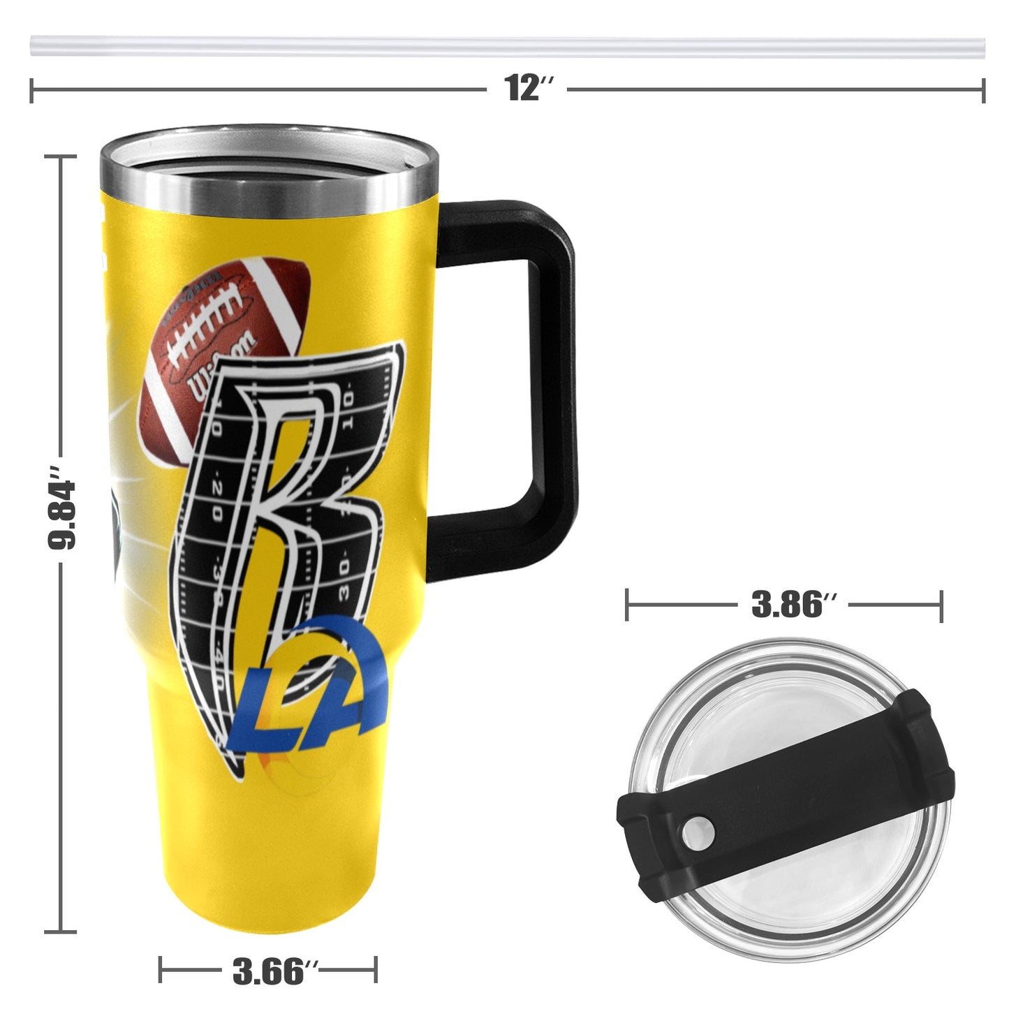 RR RAMS 40OZ STAINLESS STEEL TUMBLER 2025