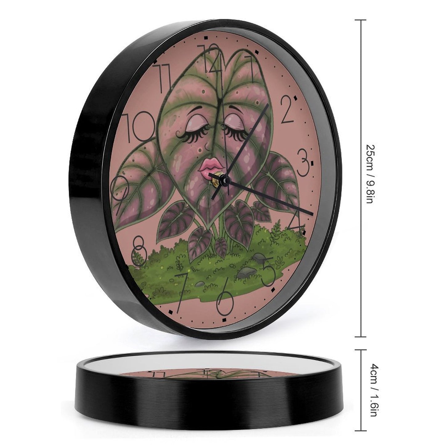 Plant Love 10x10 Wall Clock - Alocasia Pink Cuprea