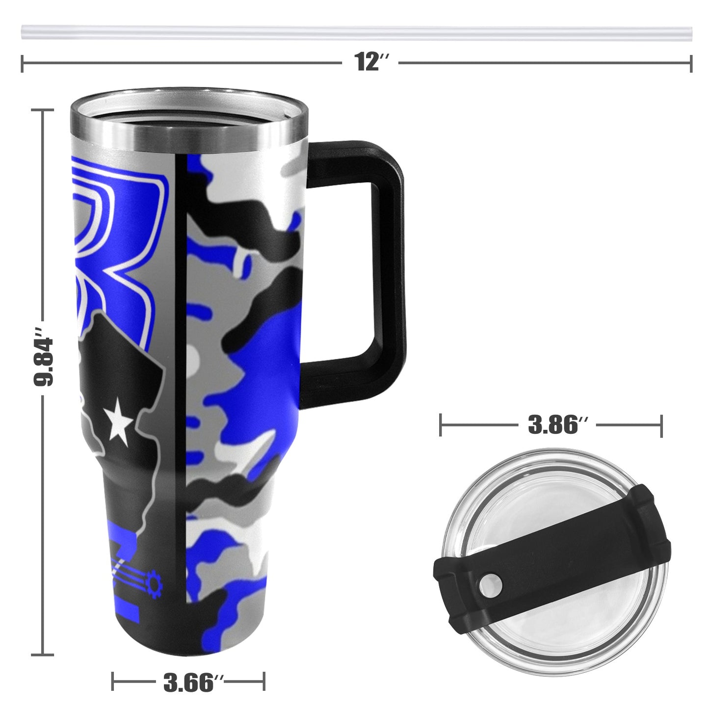 Central JerZ 40oz Stainless Steel Tumbler Blue Camo