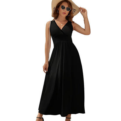 CMR Sleeveless Long V Neck Dress