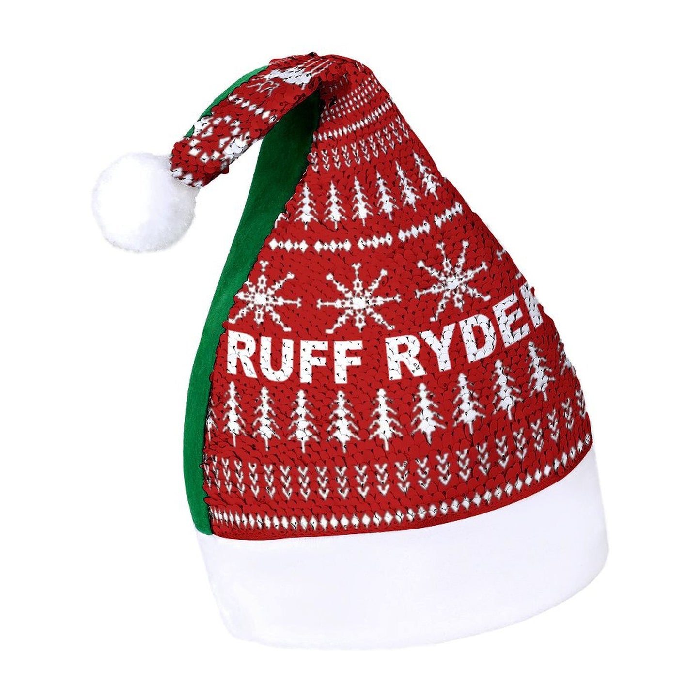 RR Christmas Color Changing Sequin Hat - Red/Wht Snowflake
