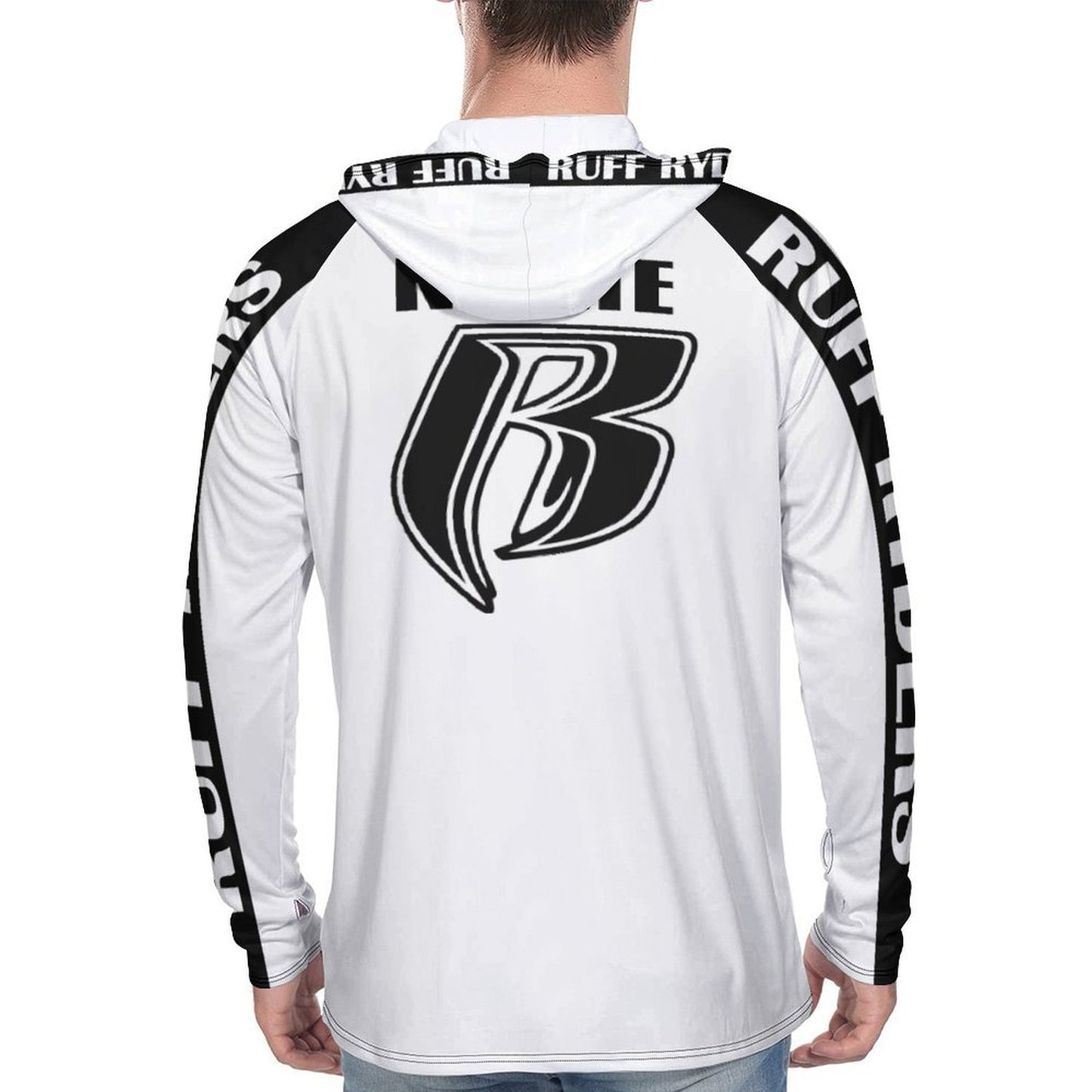 RR Long Sleeve Sun Protection Hoodie Wht - Add your name.