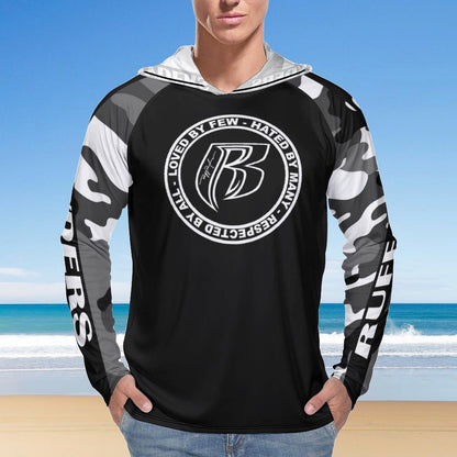 RR Long Sleeve Sun Protection Hoodie Blk/Camo - Add your name.
