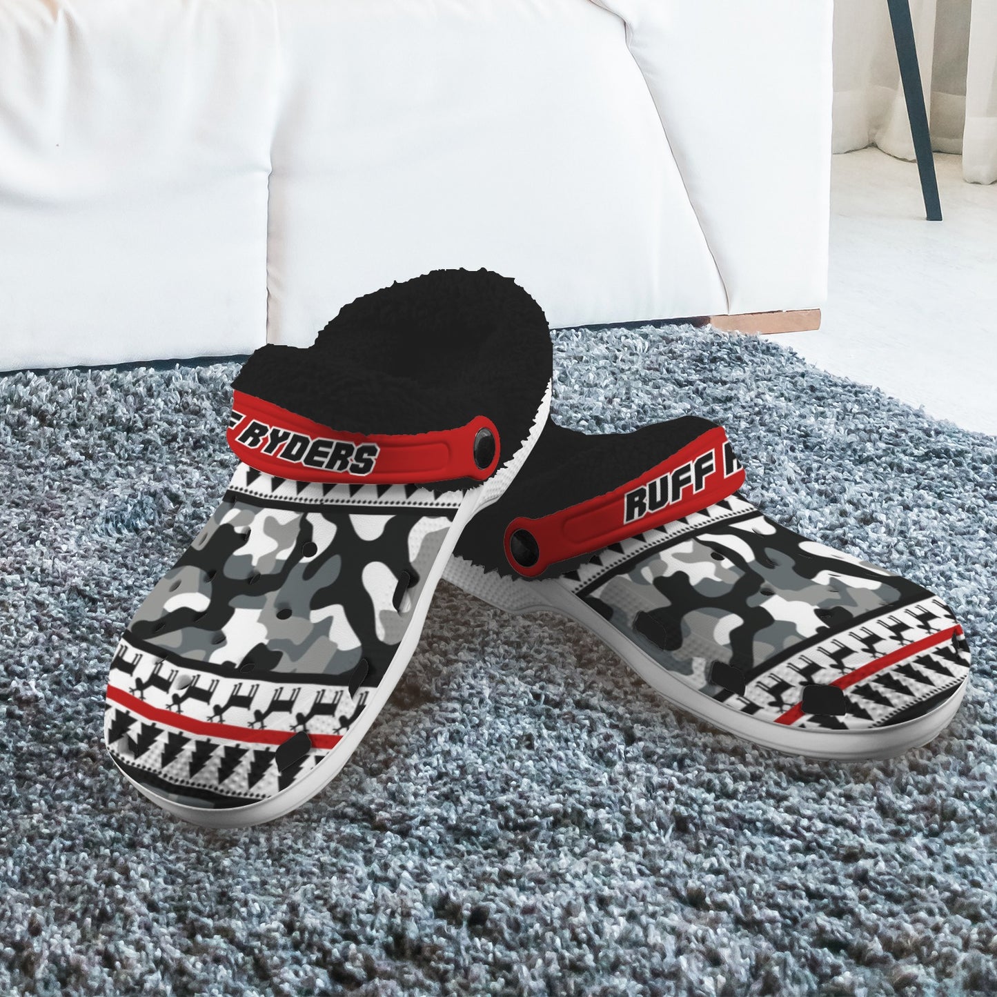 RR Christmas Fleece Lined Foam Clogs - Camo/Rd
