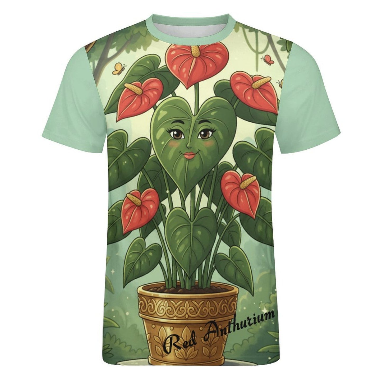 Plant Love Ice Silk Tee - Red Anthurium