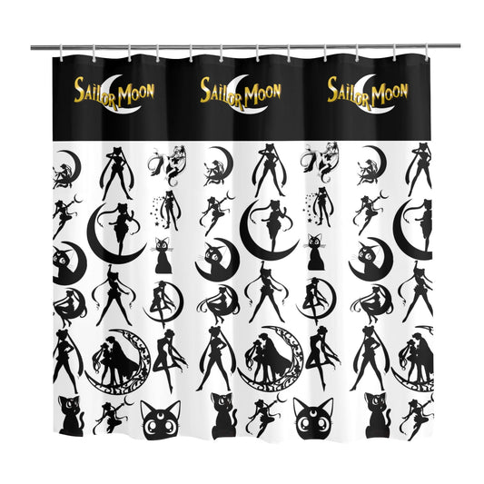 Sailor Moon Shower Curtain Blk/Wht 72" x 72"