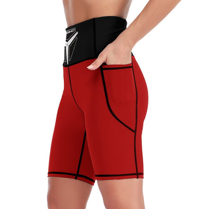 3>2 Womens Knee Length Butt Lifting Spandex Shorts Red