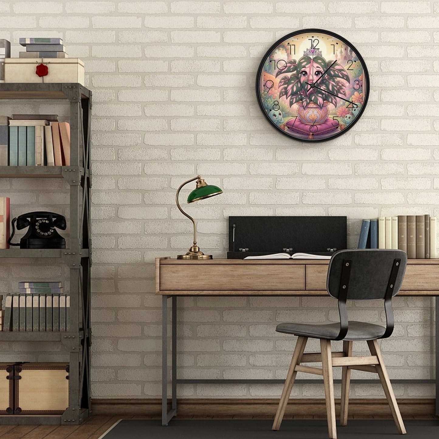 Plant Love 10x10 Wall Clock - Philodendron Pink Princess