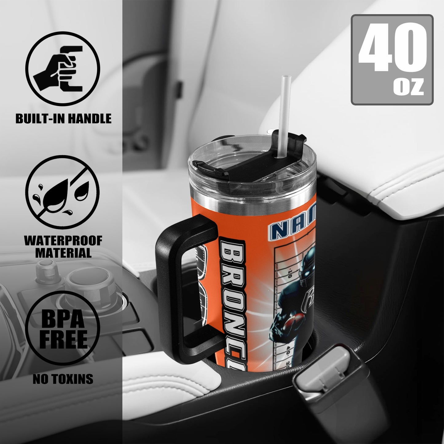 RR BRONCOS 40OZ STAINLESS STEEL TUMBLER 2025