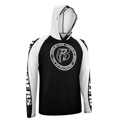 RR Long Sleeve Sun Protection Hoodie Blk/Wht - Add your name.