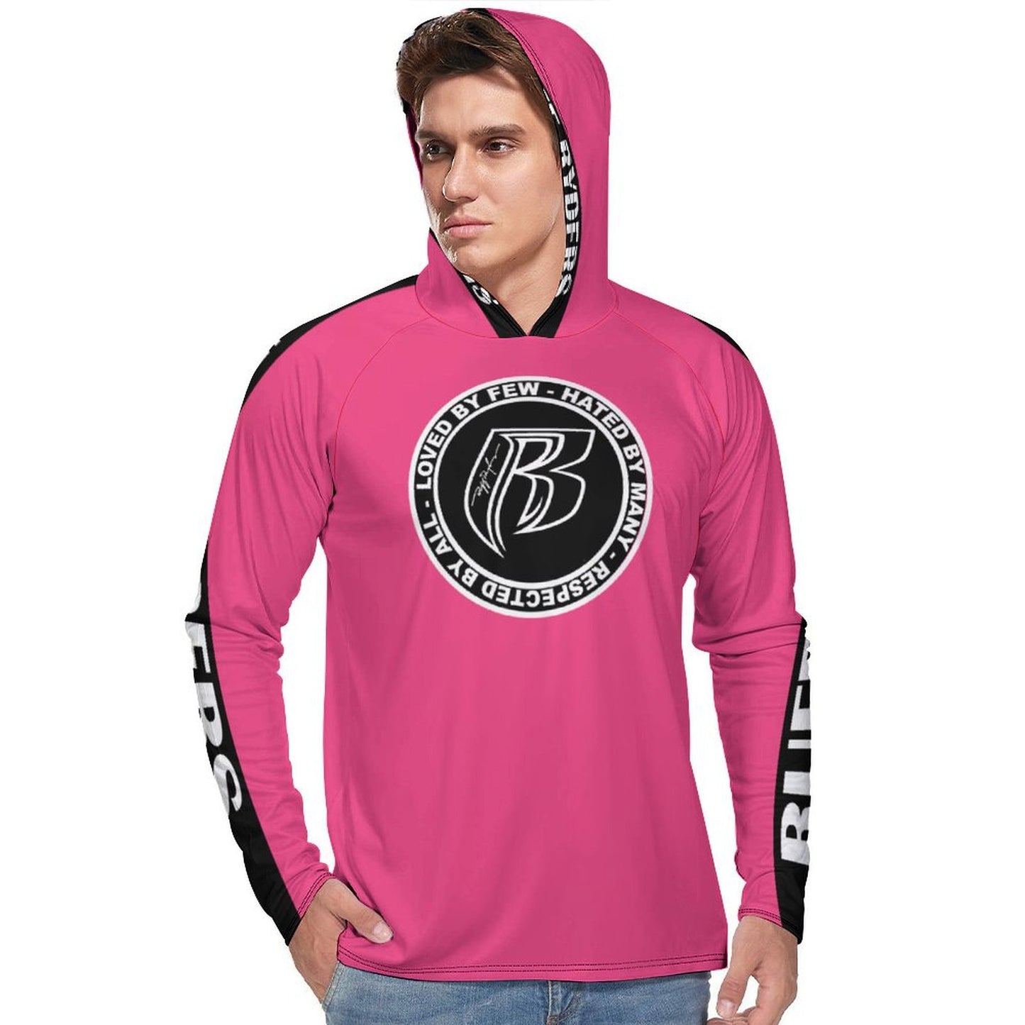 RR Long Sleeve Sun Protection Hoodie Pink - Add your name.