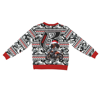 RR Christmas Women's Ribbed Poly Cardigan - Camo/Red Blk Ryder