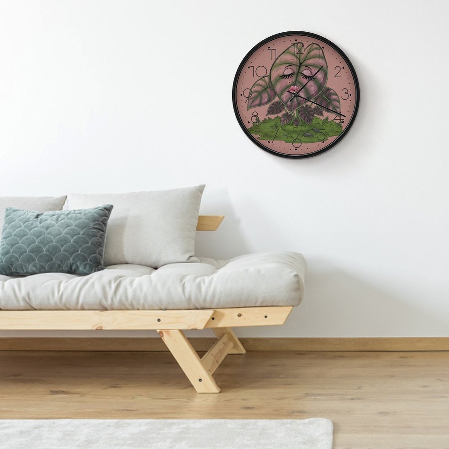 Plant Love 10x10 Wall Clock - Alocasia Pink Cuprea