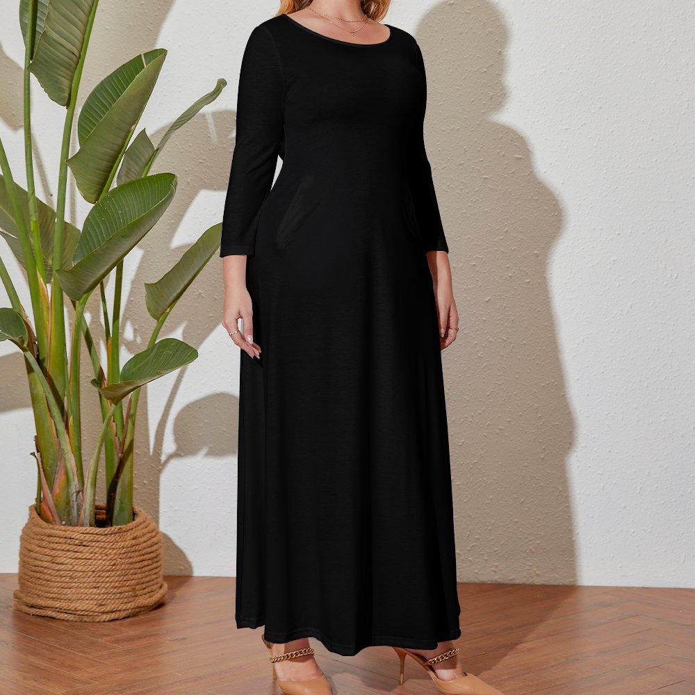 CMR Plus Size Loose-Fit Long Sleeve Dress