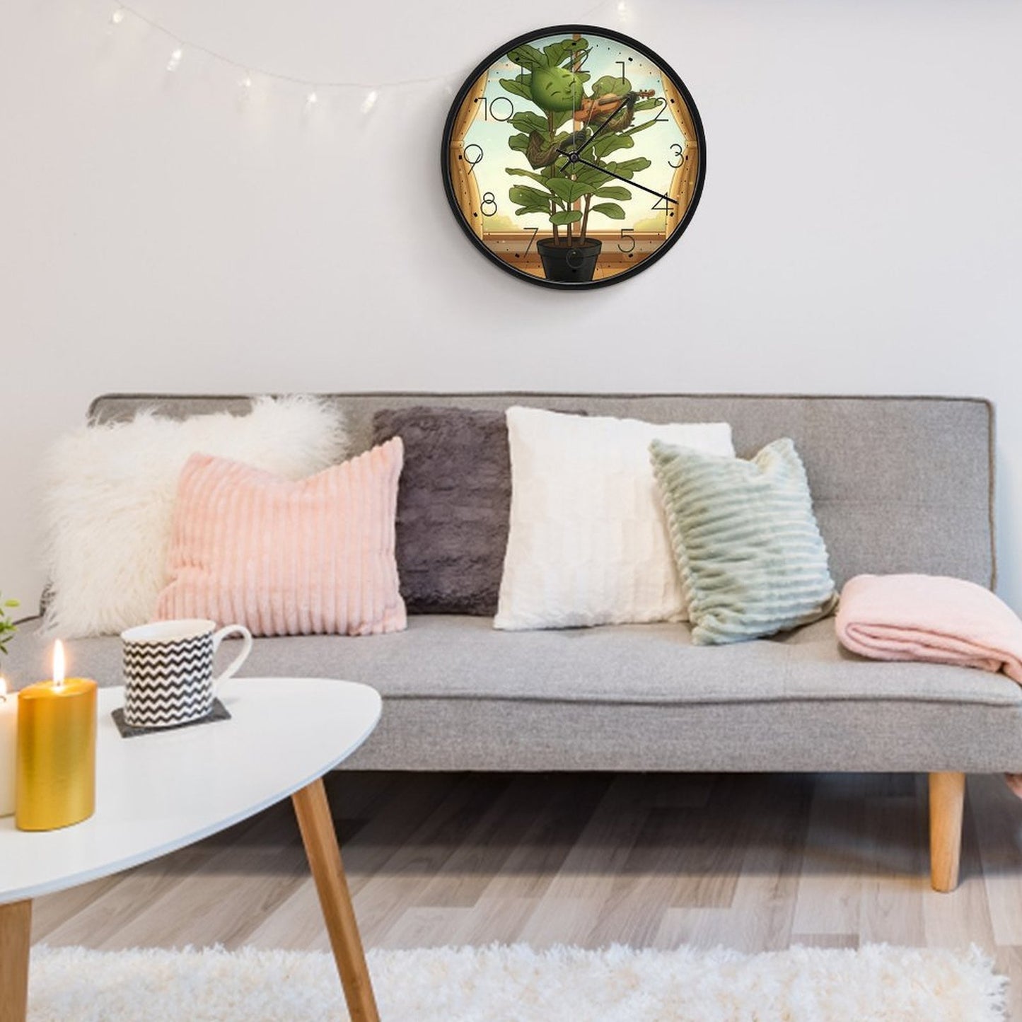 Plant Love 10x10 Wall Clock - Fiddle Leaf Fig