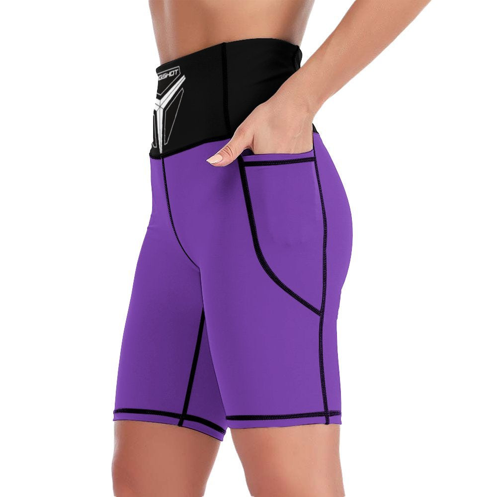 3>2 Womens Knee Length Butt Lifting Spandex Shorts Purple