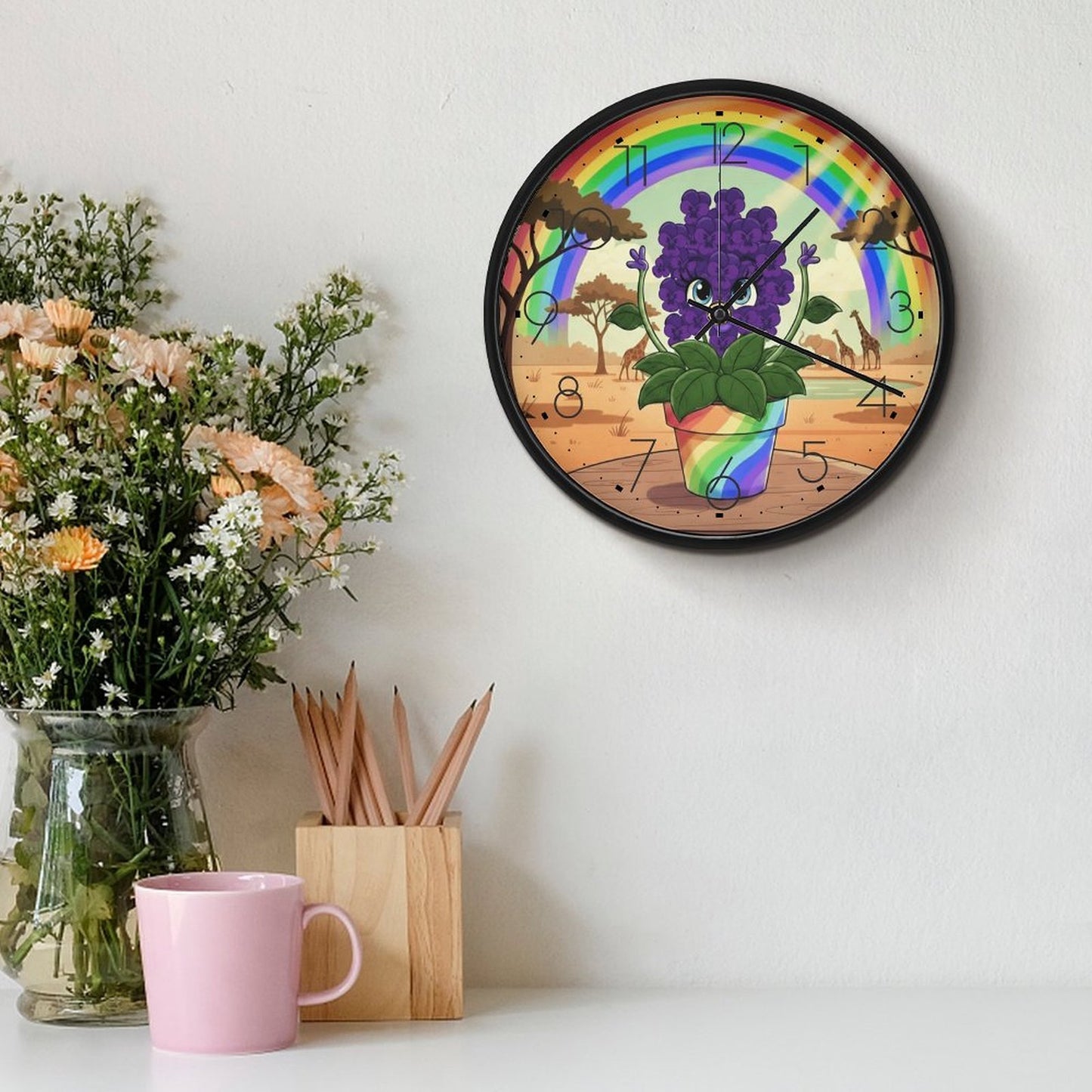 Plant Love 10x10 Wall Clock - African Violet