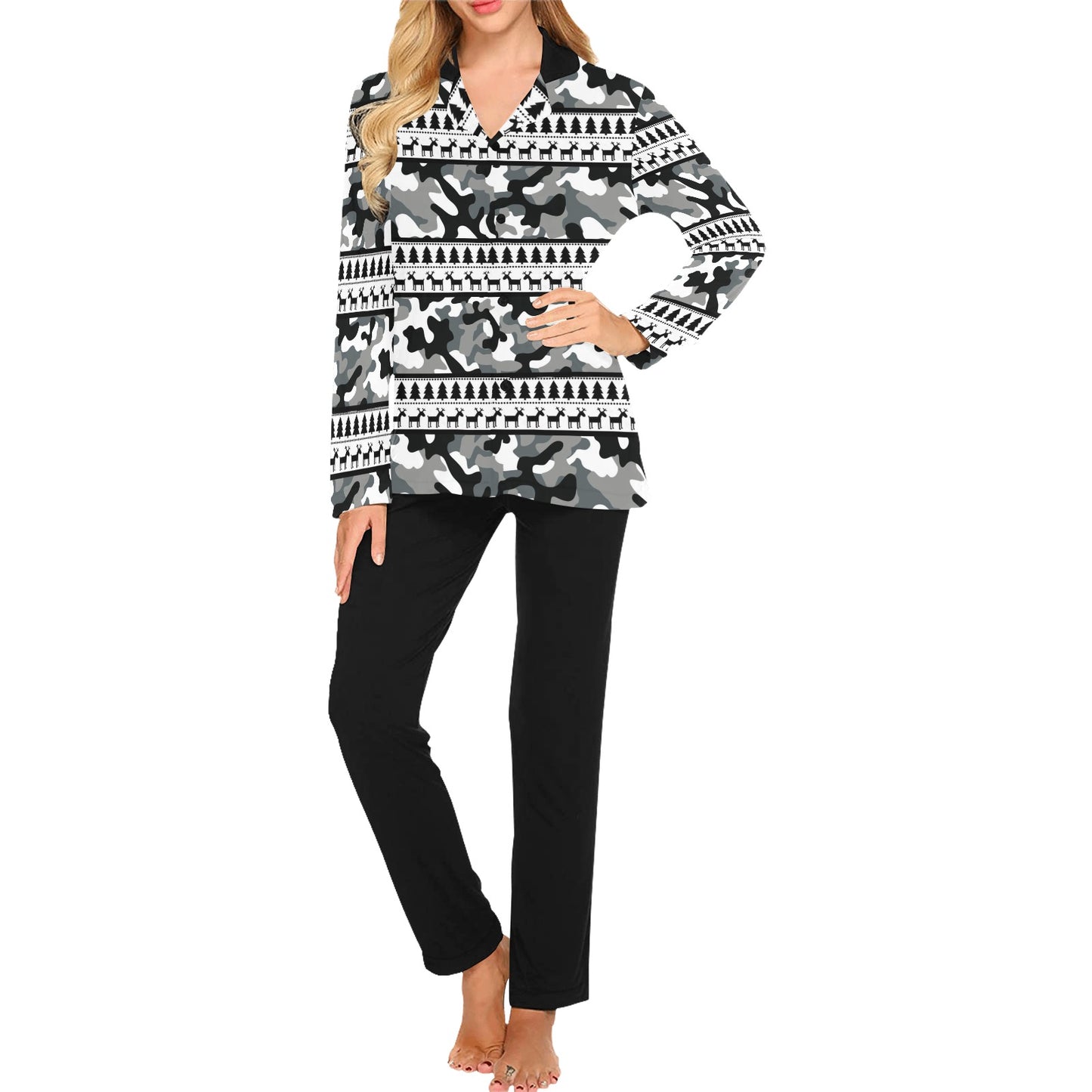 RR Christmas Pajamas  - Womens Camo/Blk