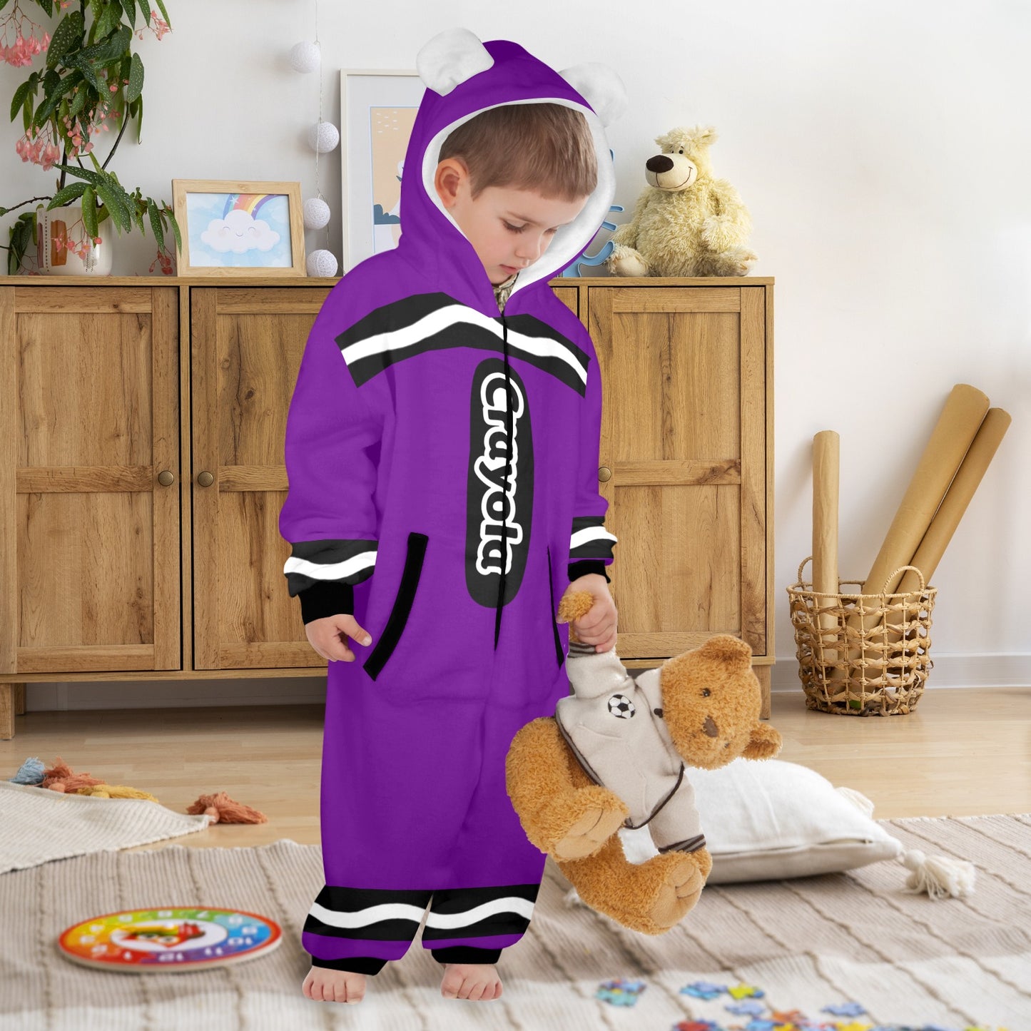 Kids Crayon Onesie Purple